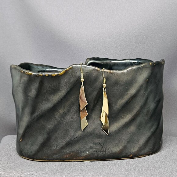 Triple layer, Fringe Earrings, Gold Plate, on Gold Plated Earwires - 2 1/4" - Picture 1 of 6